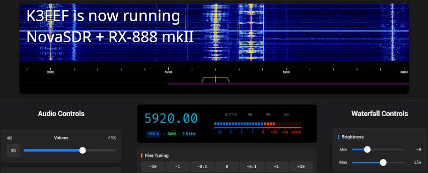 K3FEF is now running an rx-888 with NovaSDR!