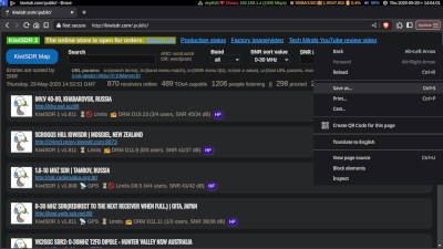 Save the KiwiSDR list as an HTML ONLY page.