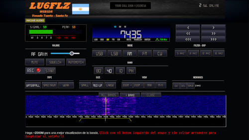 LU6FLZ WebSDR page layout